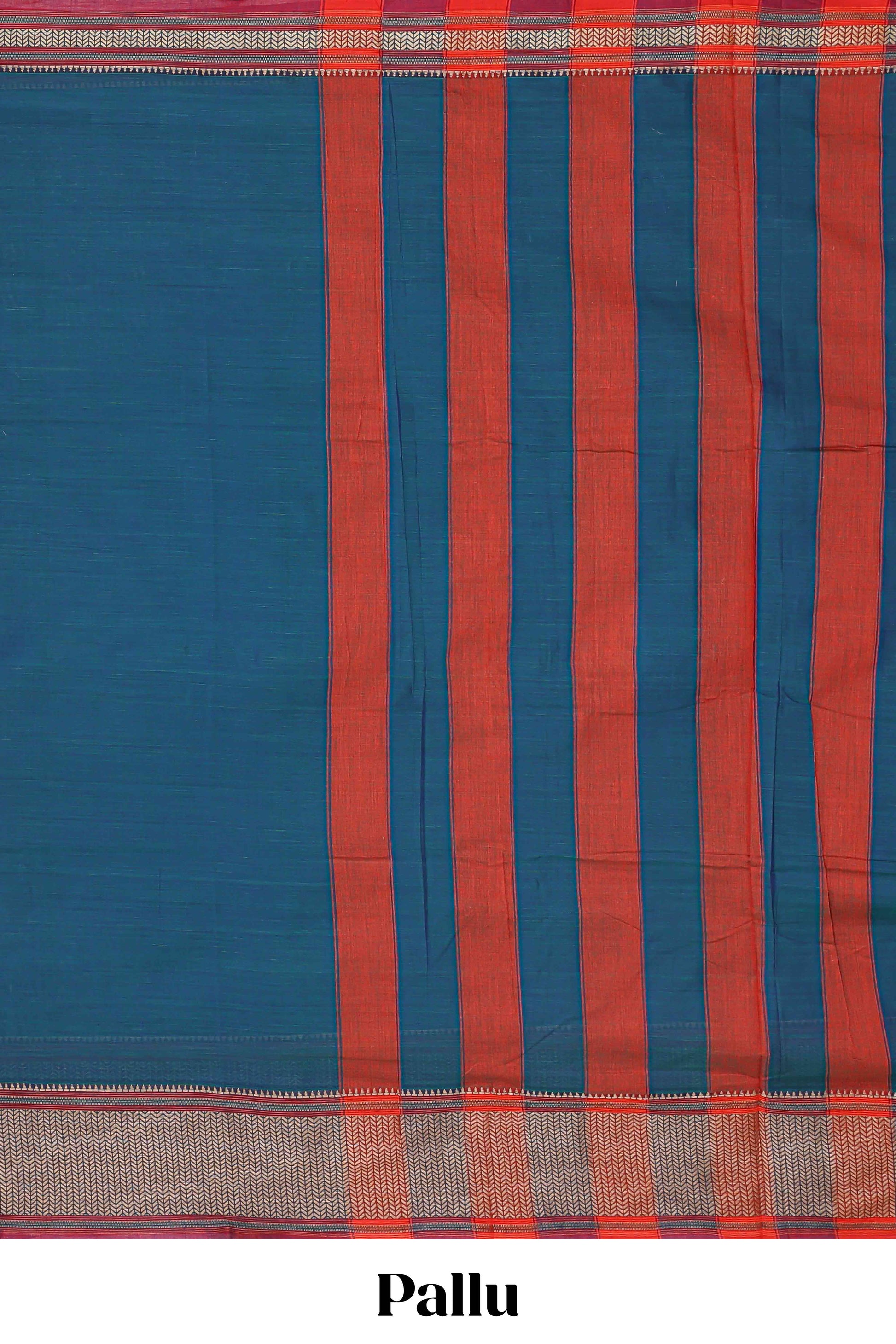 Blue contrast border saree