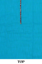 Blue cotton kalamkari dress material