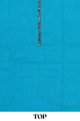 Blue cotton kalamkari dress material
