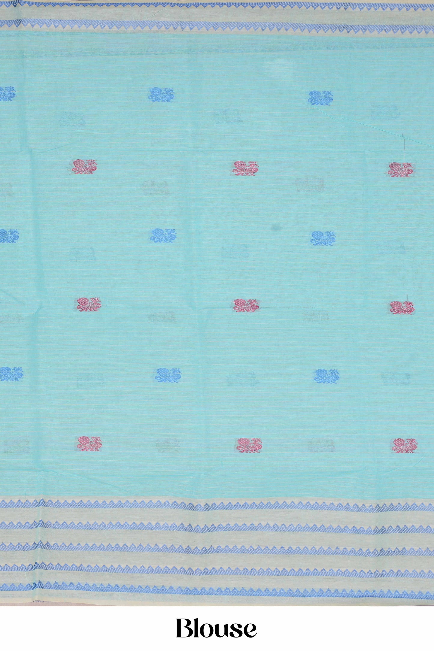 Blue cotton saree Chirala style mayil motif