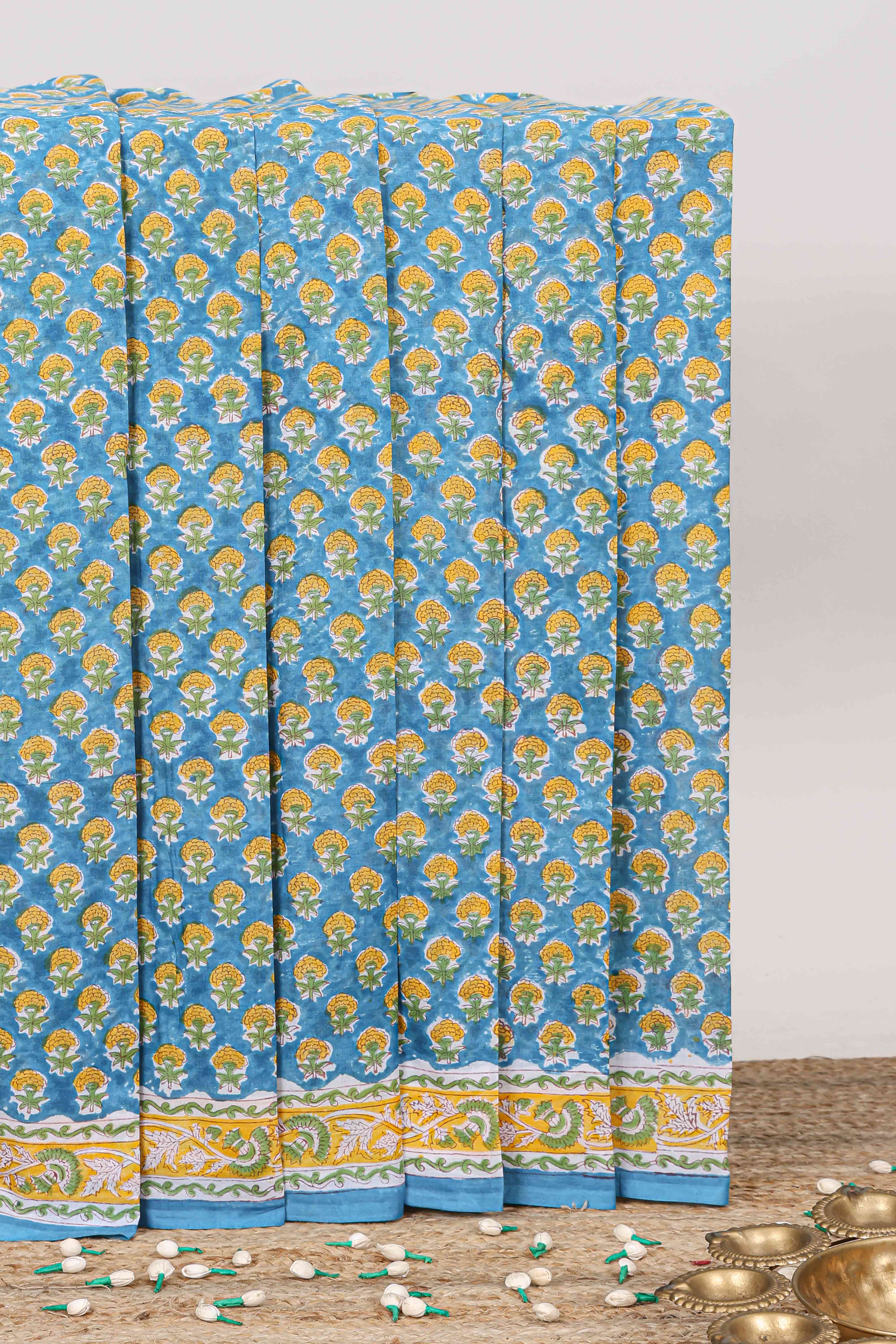 Blue cotton saree design