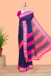 Blue crepe chiffon stripes