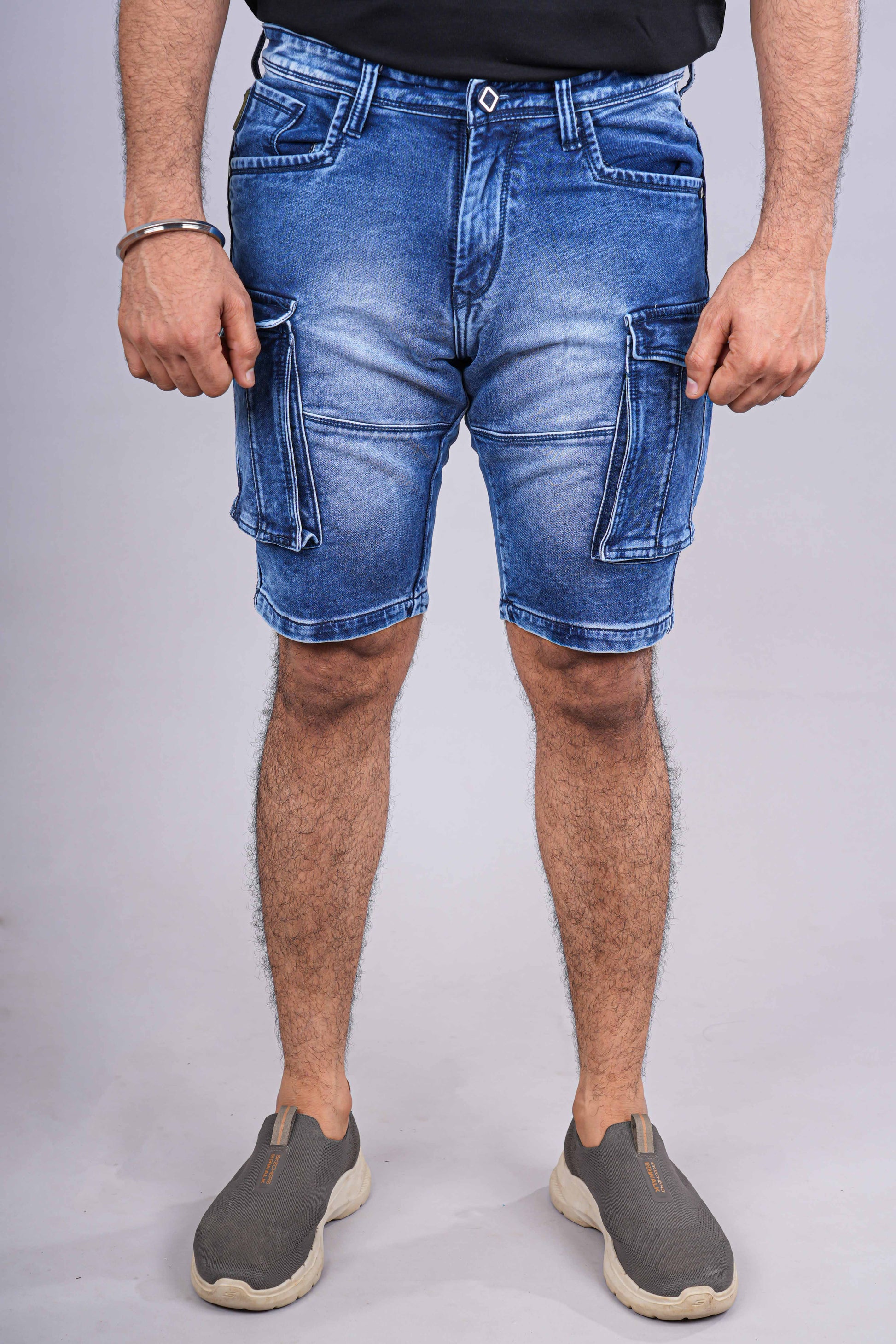 Blue denim regular shorts