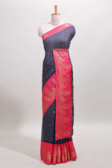 Blue dola silk floral motif saree