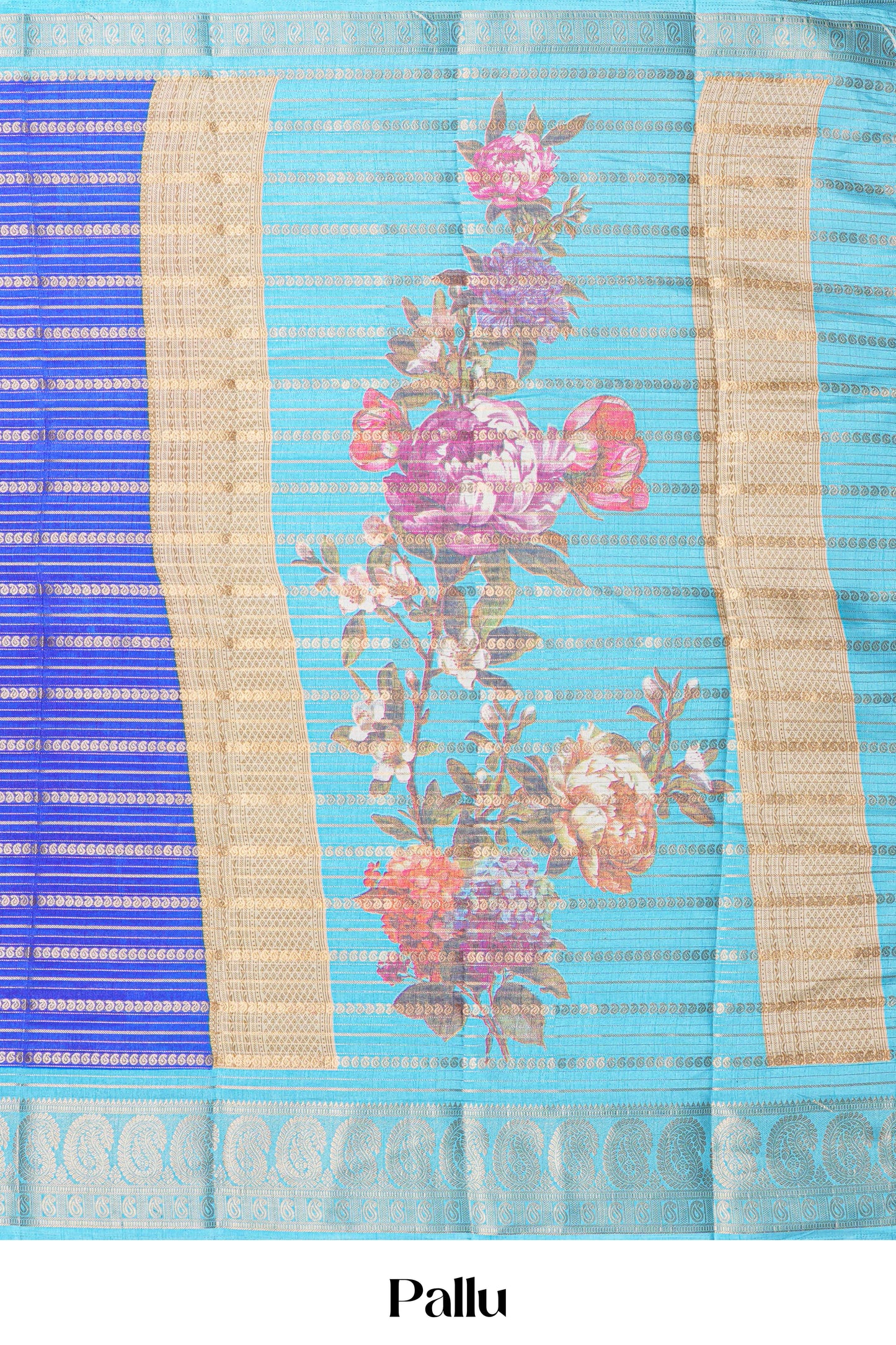 Blue dola silk floral pallu saree