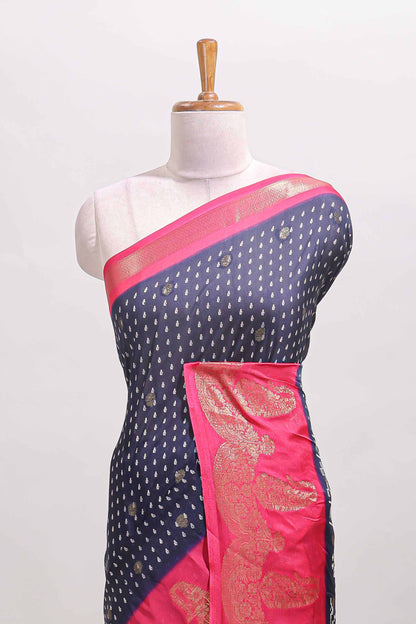 Blue dola silk ikkat pallu saree