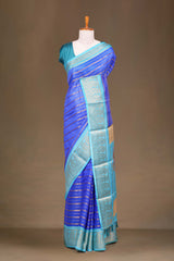 Blue dola silk mango motif saree