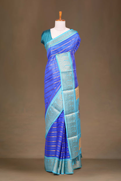Blue dola silk mango motif saree
