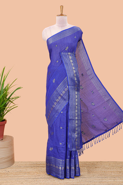 Blue dola silk peacock saree