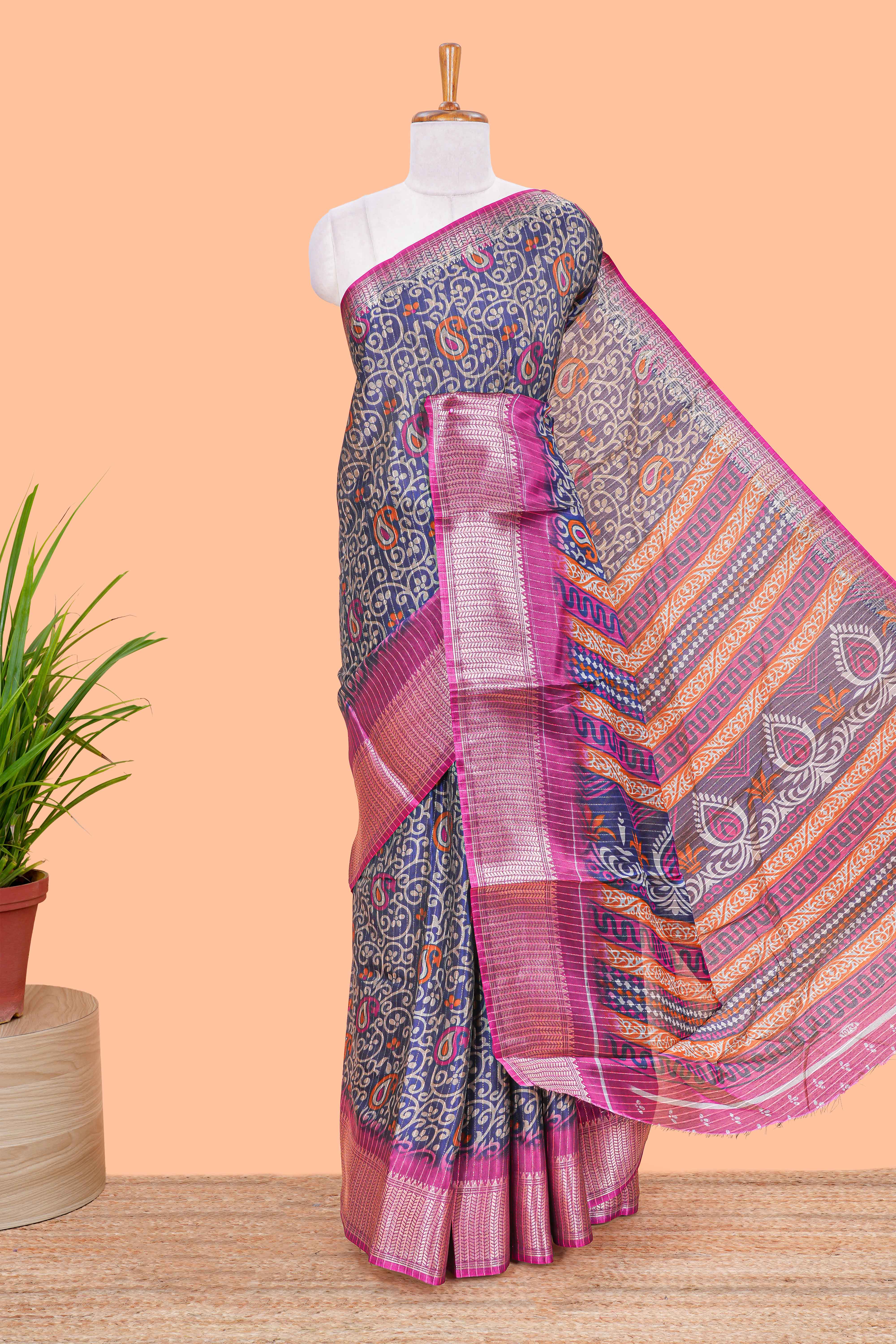 Blue dola silk weave