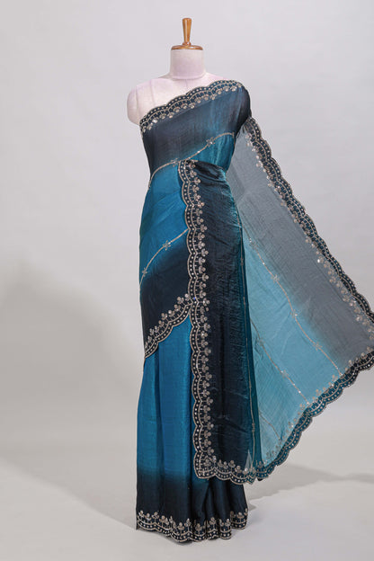 Blue dual shade saree