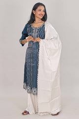 Blue embroidered sharara
