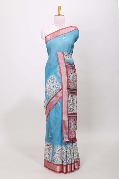 Blue ethnic floral saree