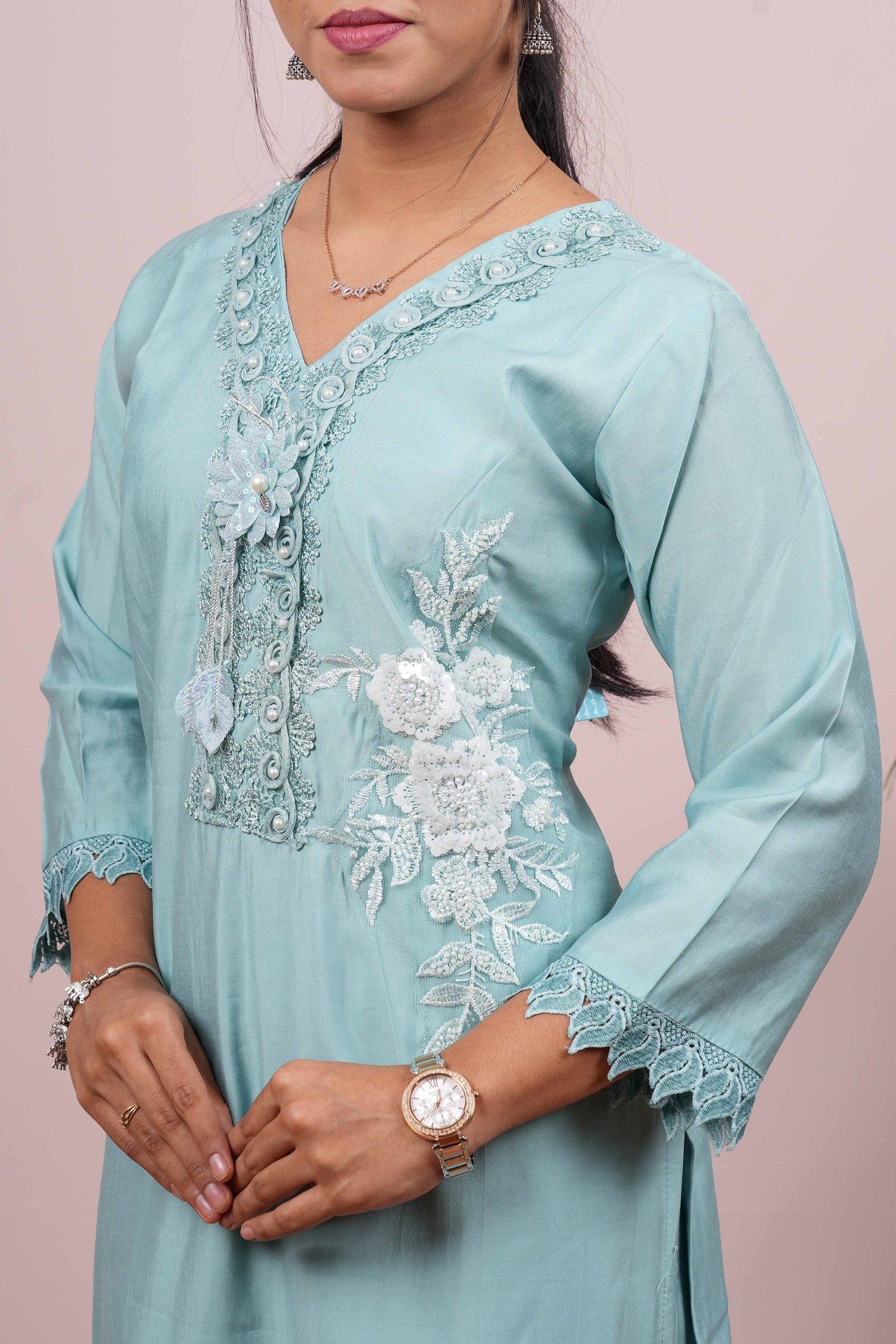 Blue festive Chudidhar with dupatta
