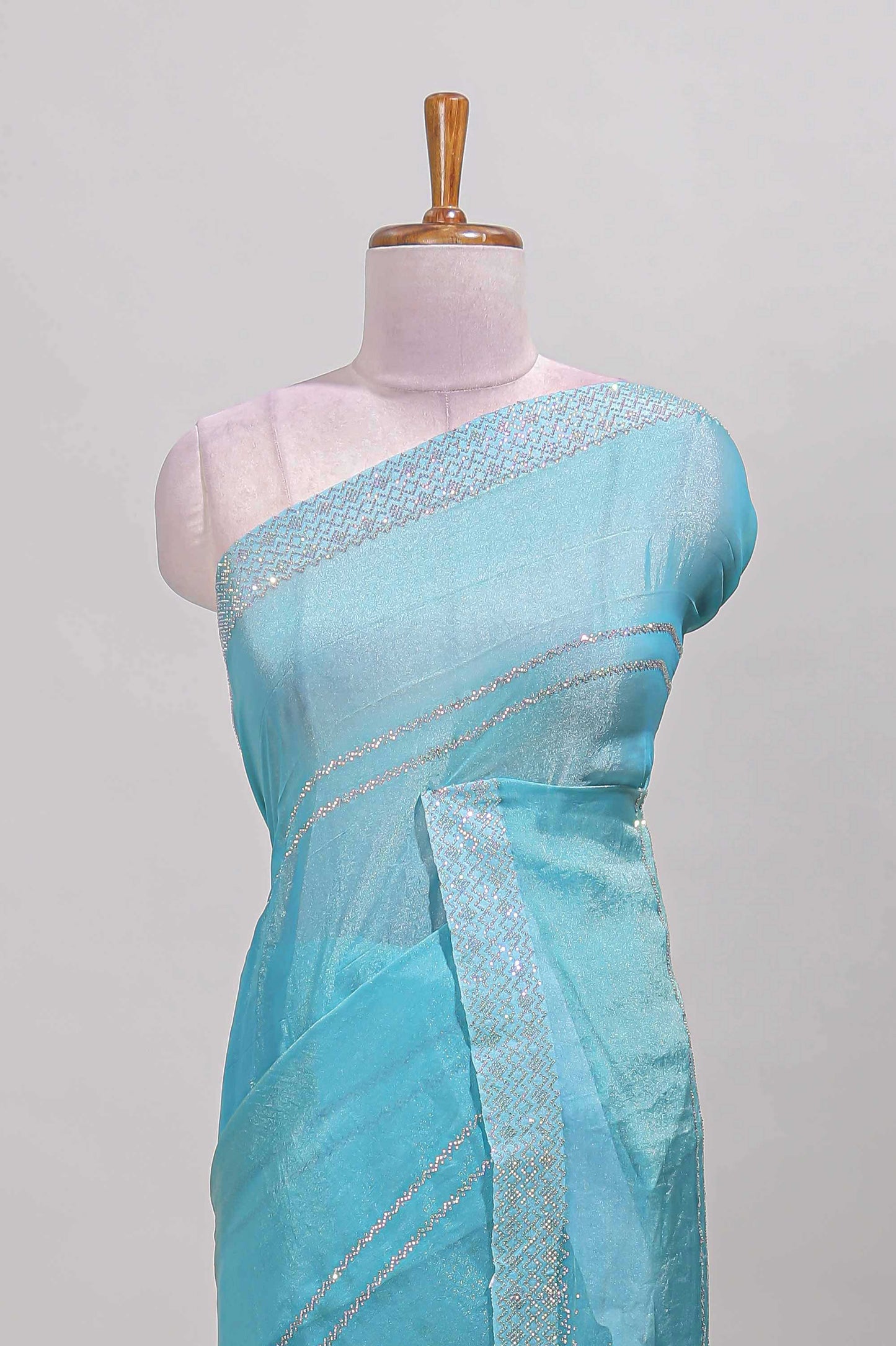 Blue festive chamki saree