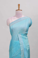 Blue festive chamki saree