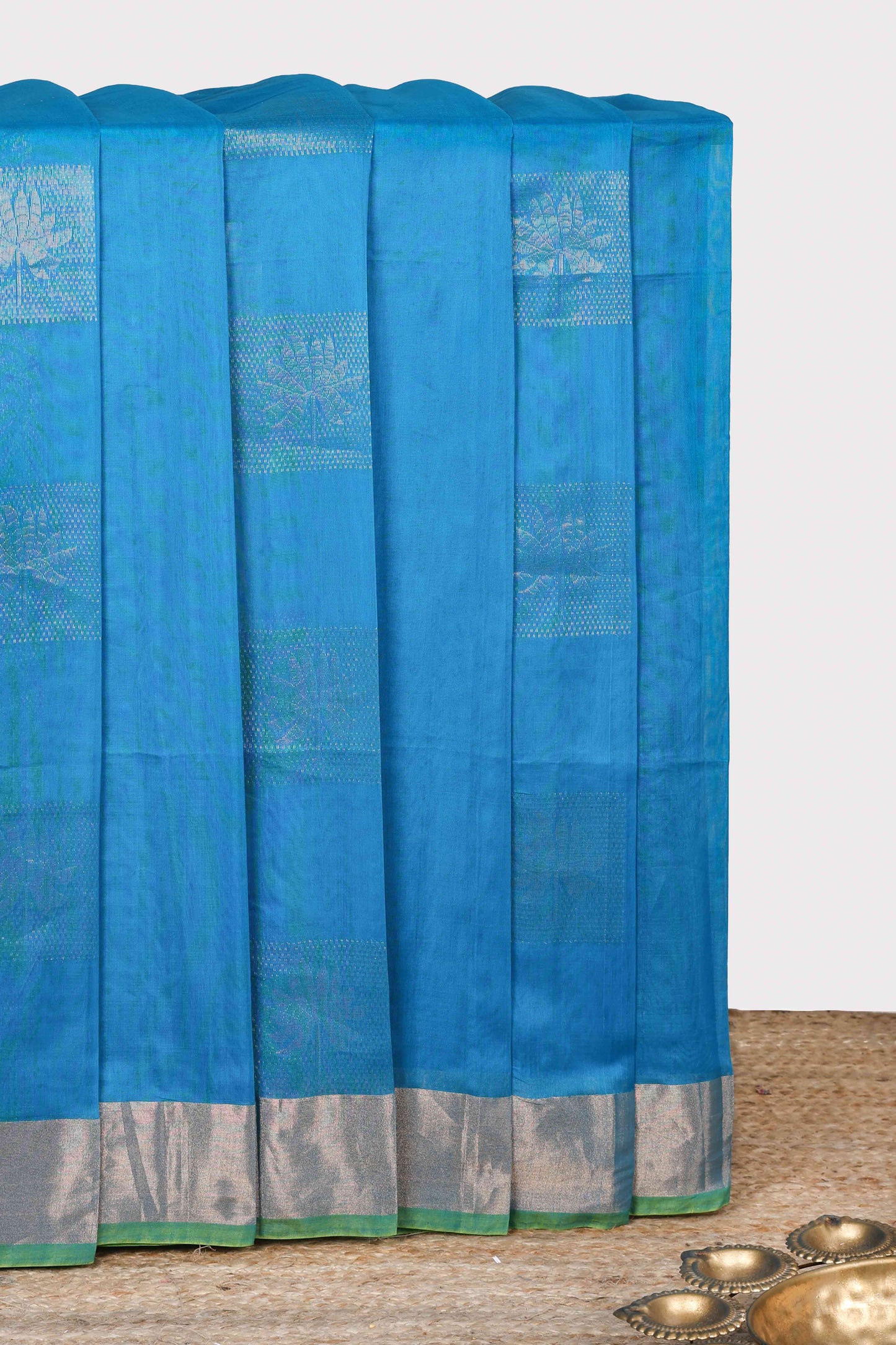 Blue floral butta kanchi cotton sarees