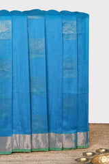 Blue floral butta kanchi cotton sarees