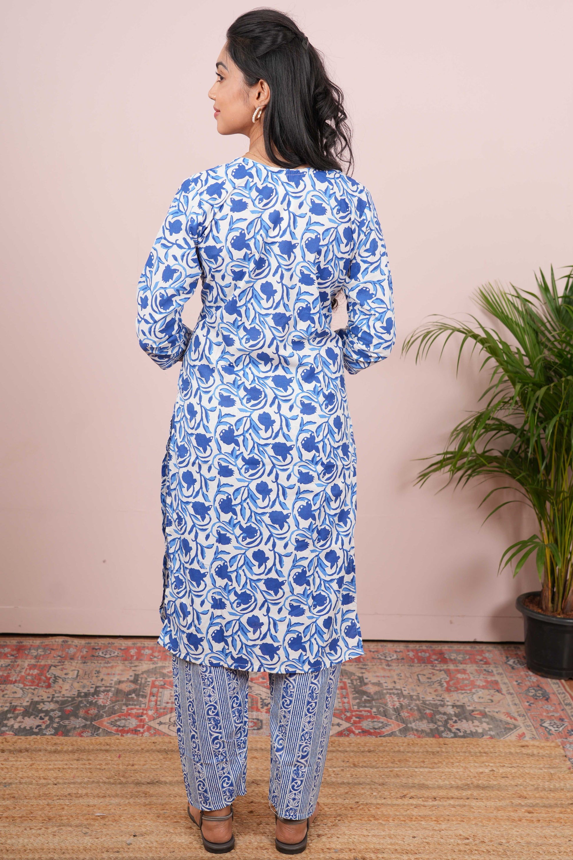 Blue floral printed salwar set