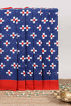 Blue geometric motifs cotton saree