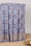 Blue geometric zari weaving Kota cotton saree
