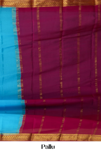 Blue gold zari saree