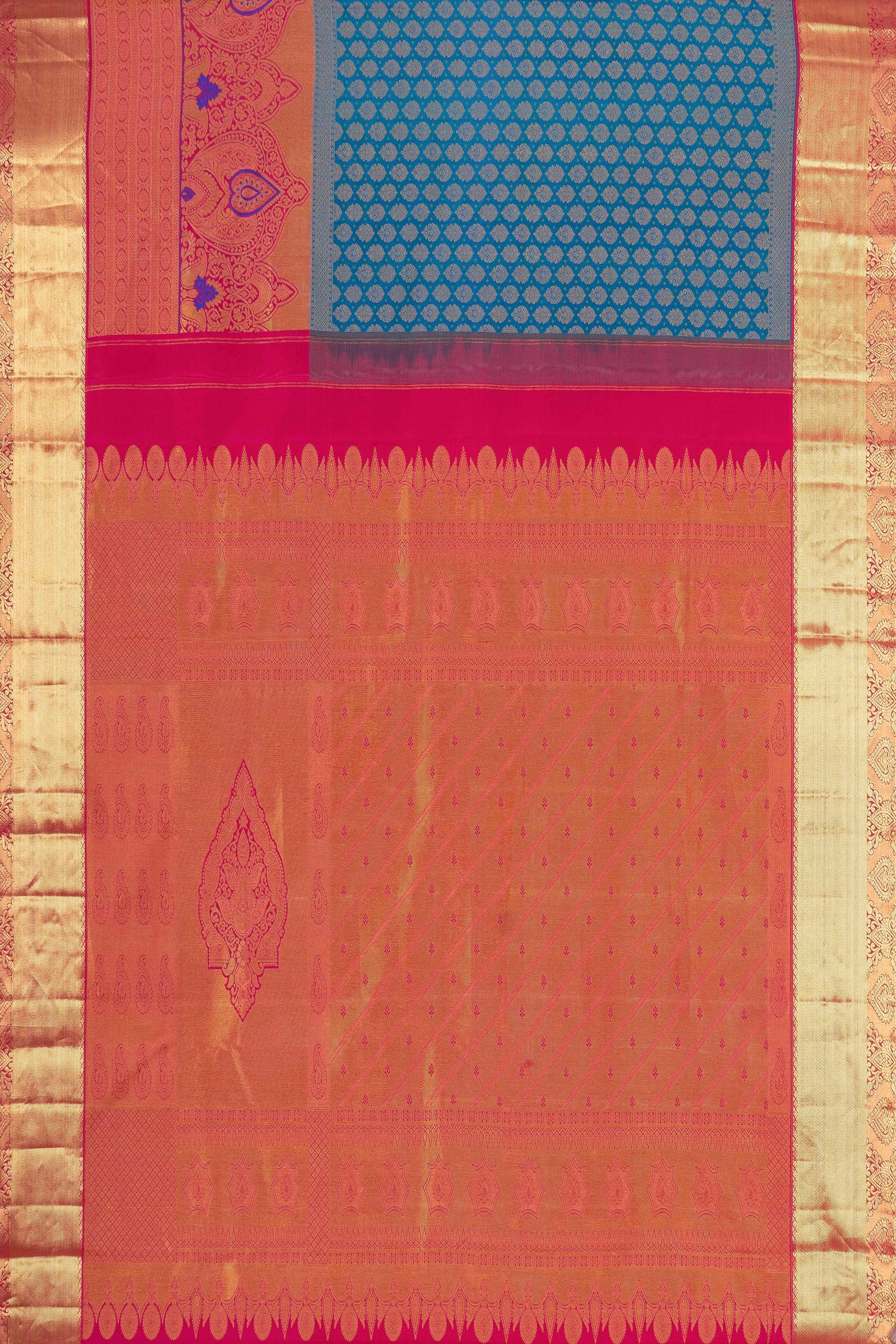Blue jacquard silk saree