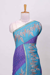 Blue linen cotton butta saree