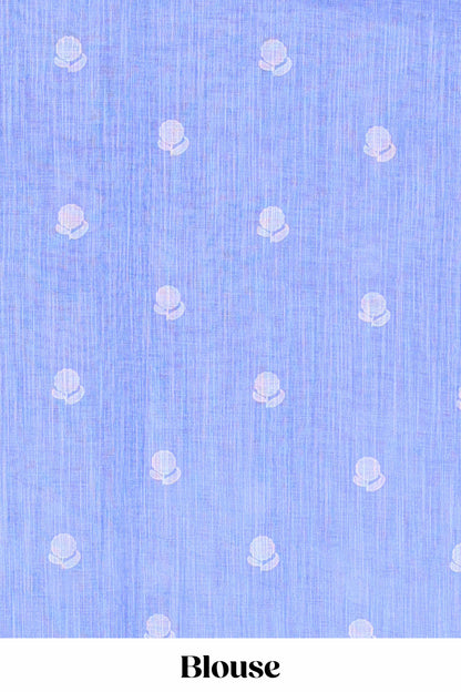 Blue linen cotton sarees lightweight design