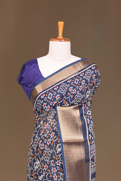 Blue multi color pallu silk saree