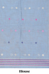 Blue munga cotton festive saree