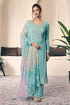 Blue munga silk embroidered suit set