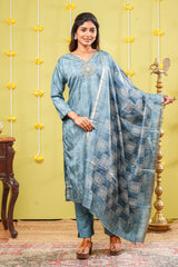 Blue neckline design salwar suit