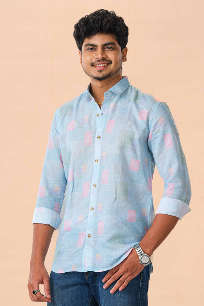 Blue pattern fashion shirt