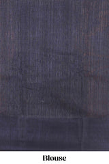 Blue printed woven linen saree