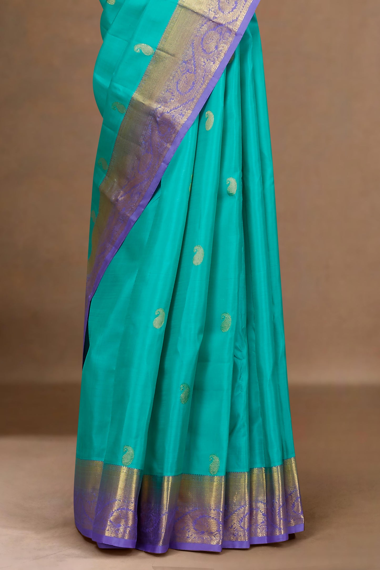 Blue purple border silk saree