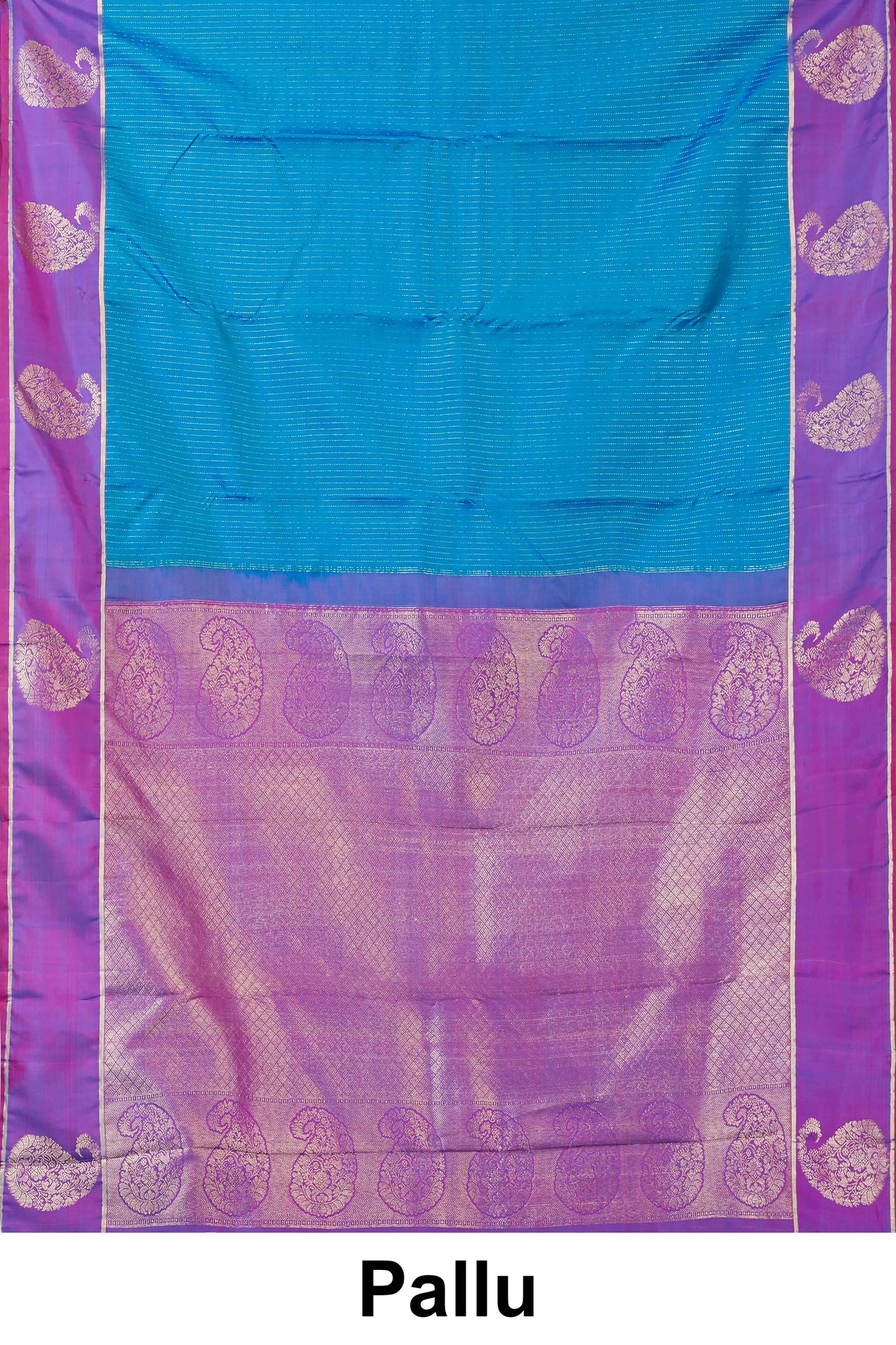 Blue purple bordered silk saree