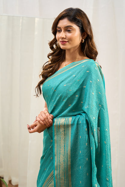 Blue raw saree
