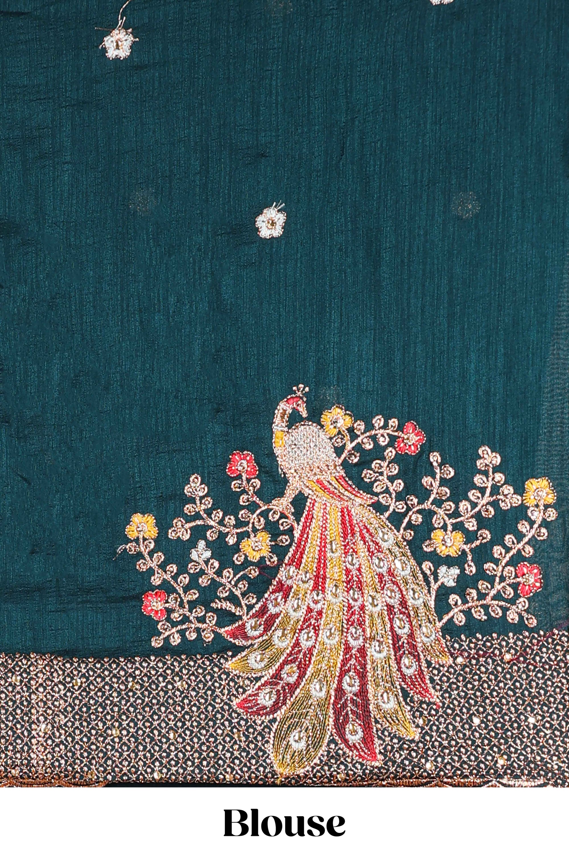 Blue satin georgette textured saree