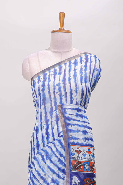 Blue self zari border sareess
