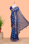 Blue semi chiffon moon motif saree