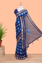 Blue semi chiffon moon motif saree