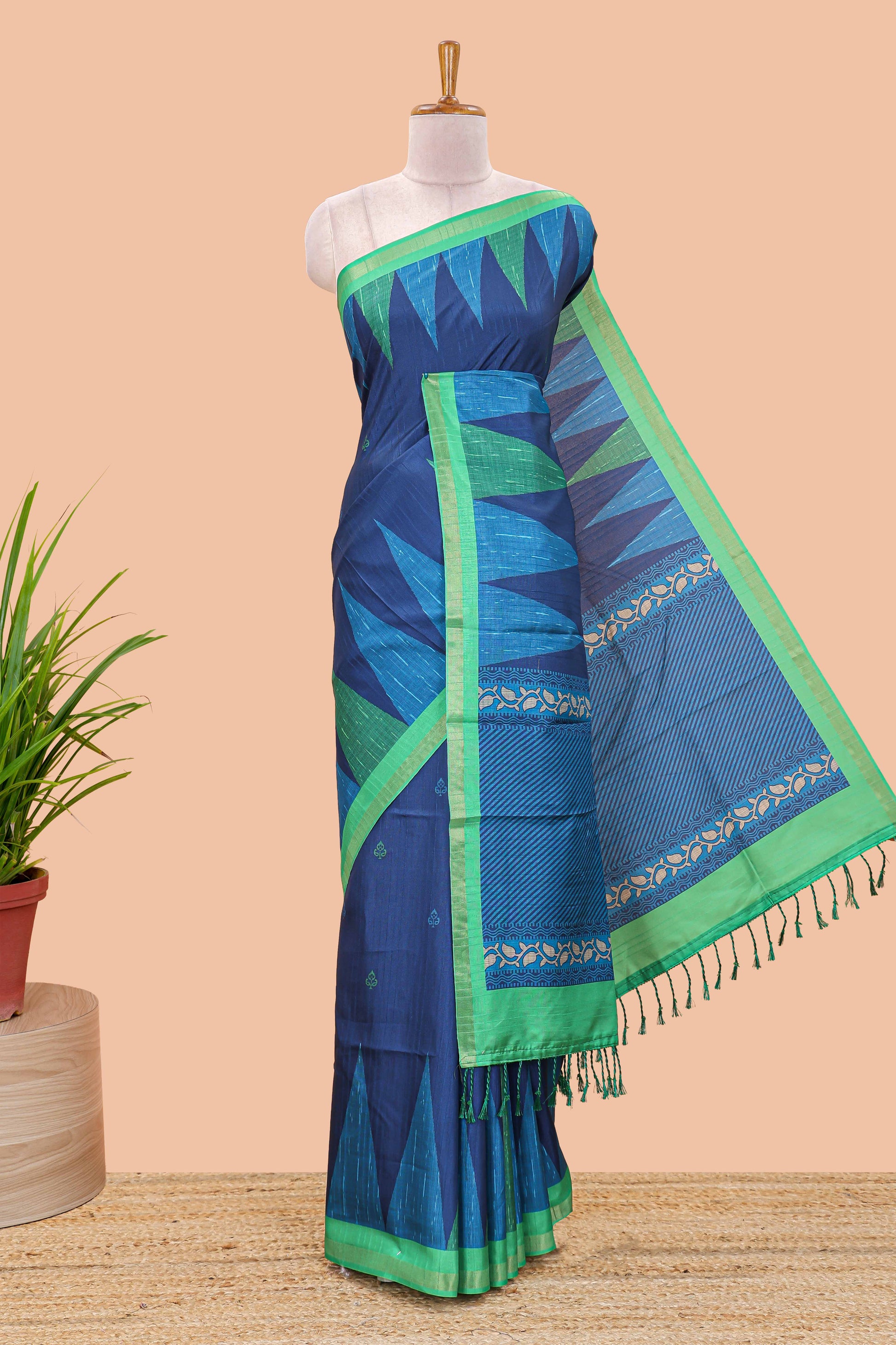 Blue semi silk tussar
