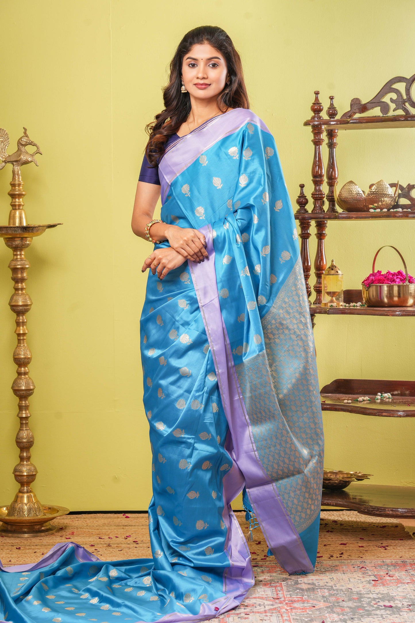 Blue semi soft silk elegant drape saree
