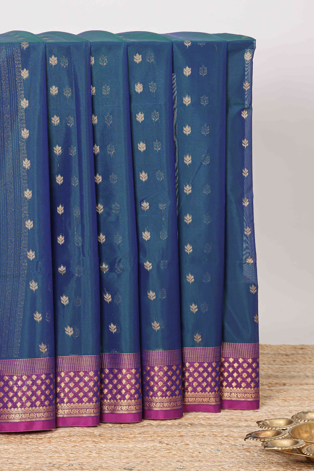 Blue semisilk cotton weave