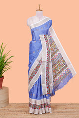 Blue silk dola weave