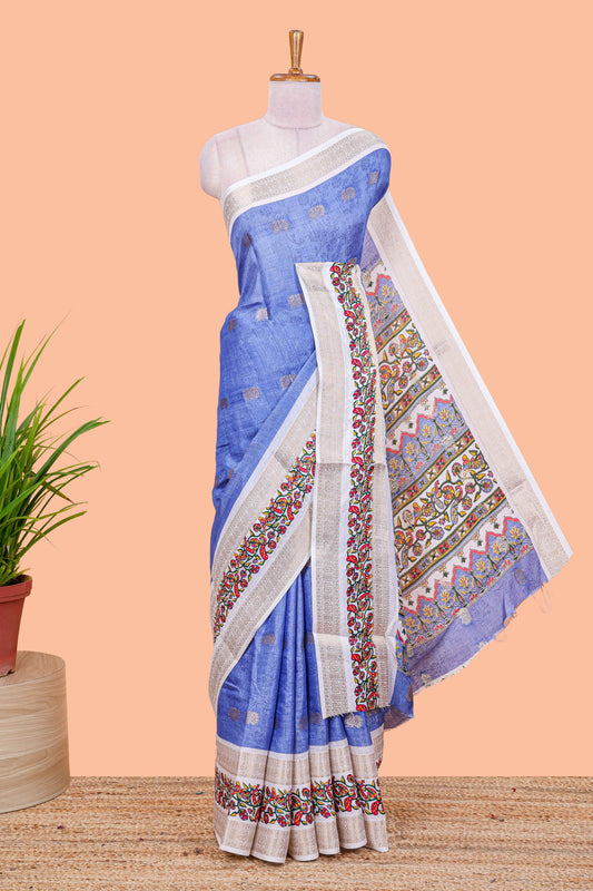 Blue silk dola weave