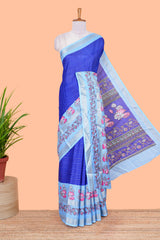 Blue silk drape saree