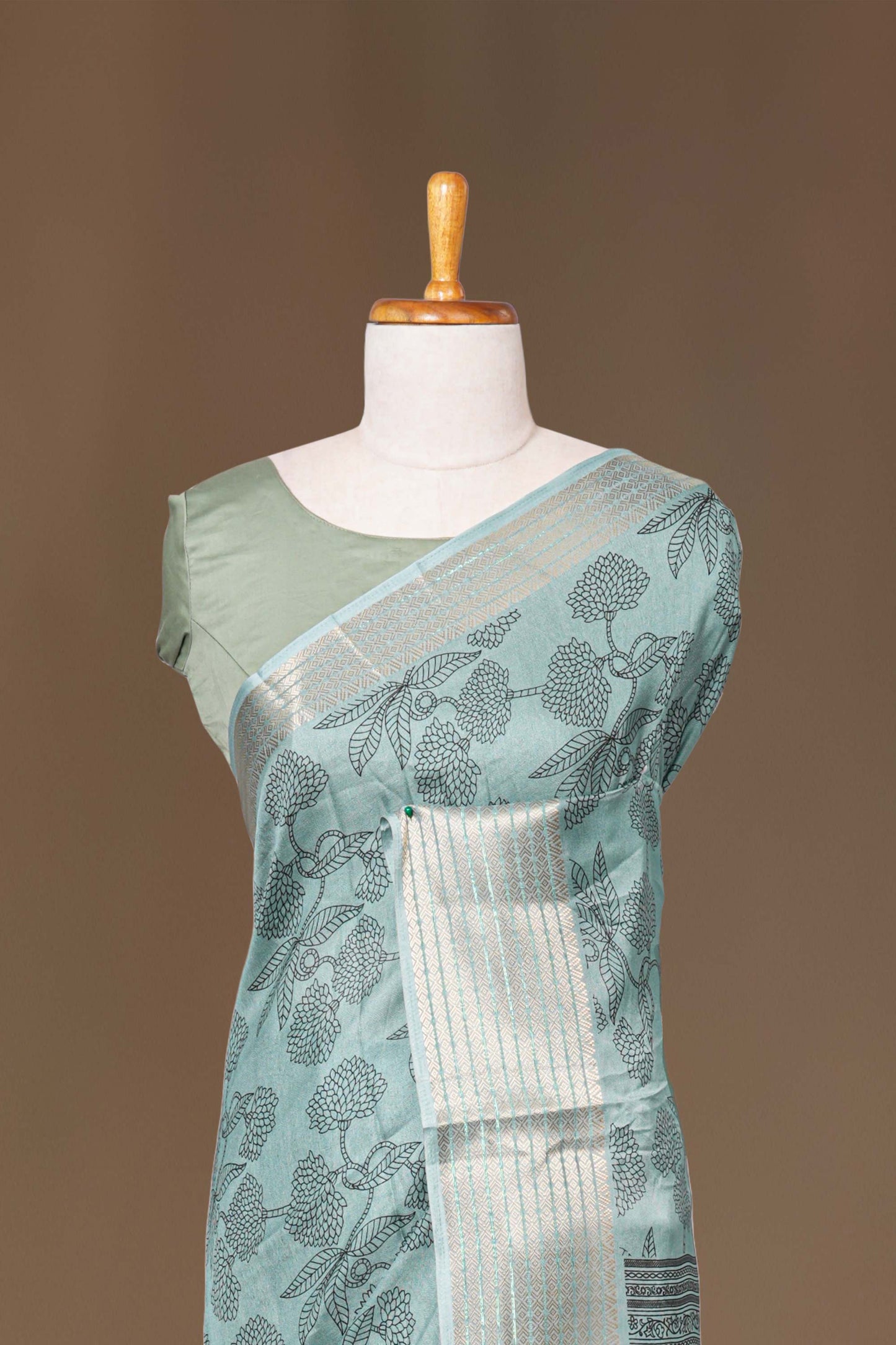 Blue silk saree with jacquard border