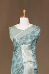 Blue silk saree with jacquard border